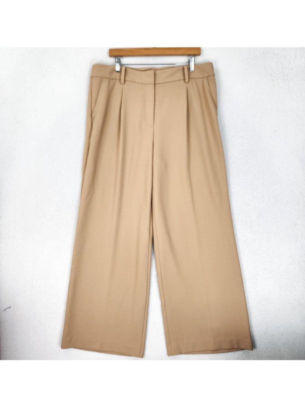 Talbots Pants Womens 16 Beige Weston Pleated Wide Leg High Rise Work Career